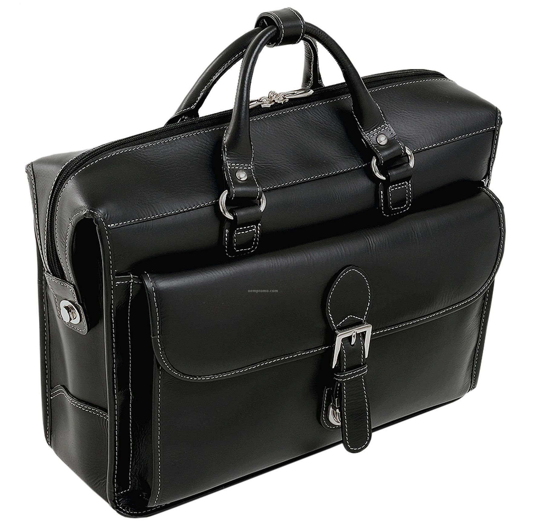 Giovani Leather Laptop Case - Black