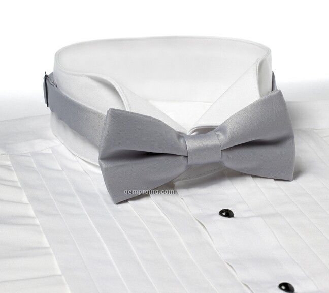 Wolfmark Solid Series 2" Adjustable Band Polyester Bow Tie - Light Gray