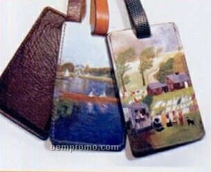 Leather Luggage Tag With Concealed Id Window (2 Sides)