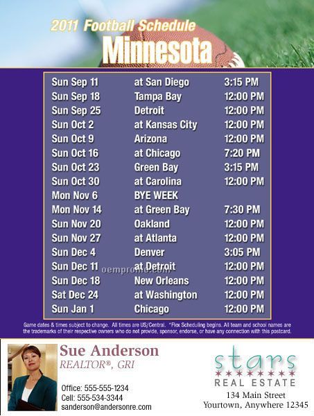 Minnesota Football Schedule Postcards - Standard (4-1/4