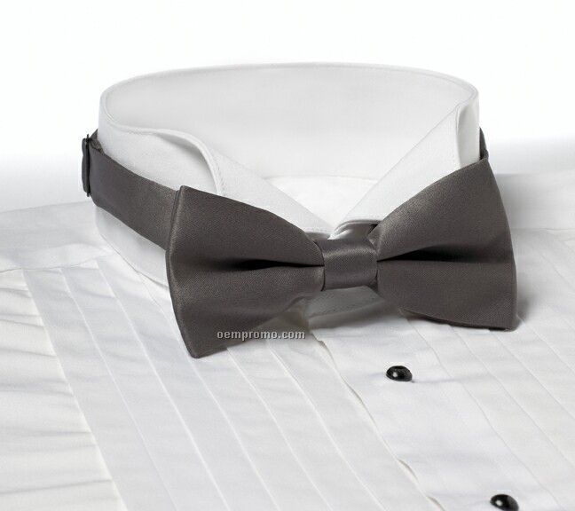 Wolfmark Solid Series 2" Adjustable Band Polyester Bow Tie - Dark Gray