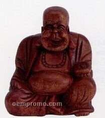 Wooden Seated Laughing Buddha