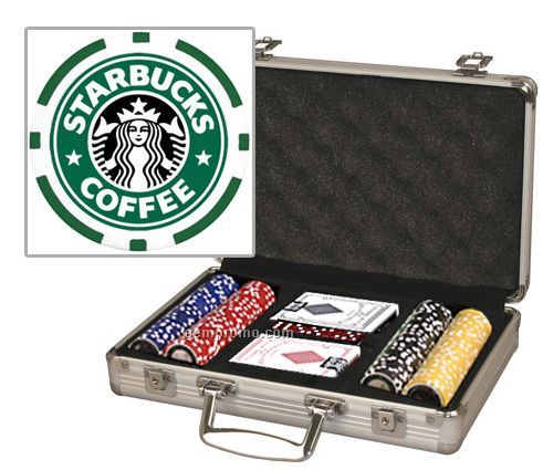 Custom Labeled Poker Chip Set With Aluminum Case & Cards