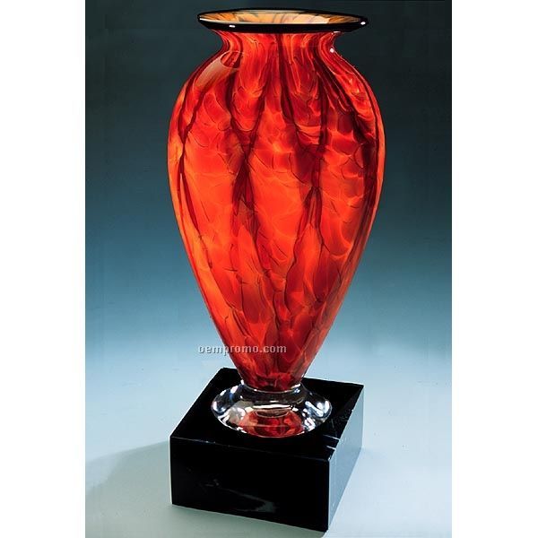 Diamond Blaze Mercury Vase W/ Marble Base (6.5