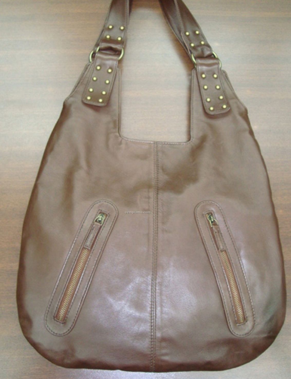 Leather Uk Washed Veg. Purse W/ 2 Sided Zip Pocket