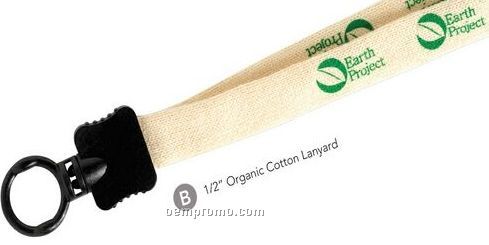 1" Organic Cotton Lanyard W/ Key Ring - Blank