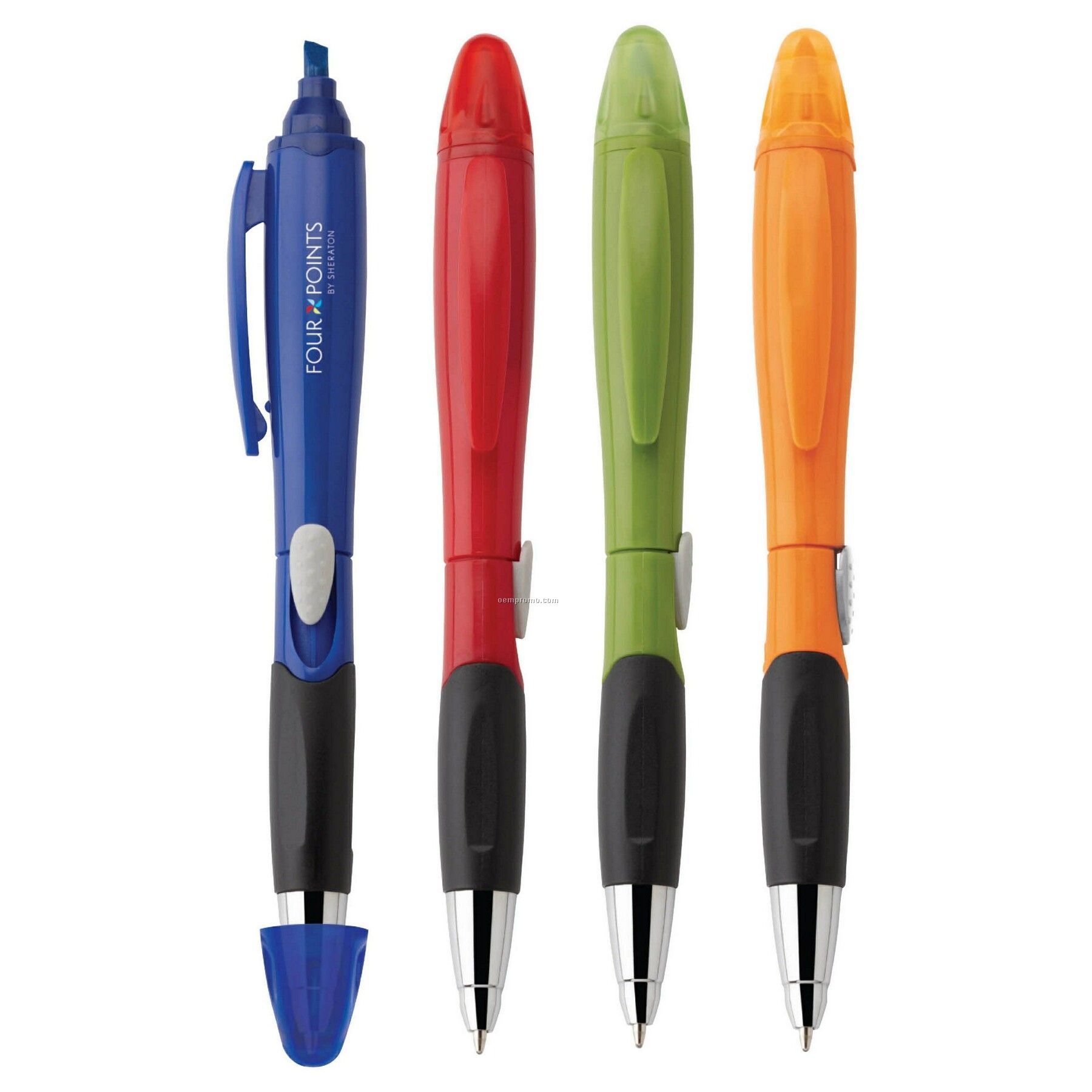 Blossom Ballpoint Plastic Pen/ Highlighter With Chrome Tip