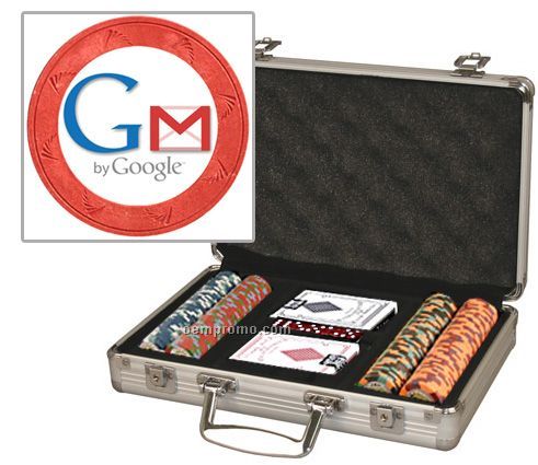 Custom Labeled 9.5 Gram Poker Chip Set With Aluminum Case & Cards