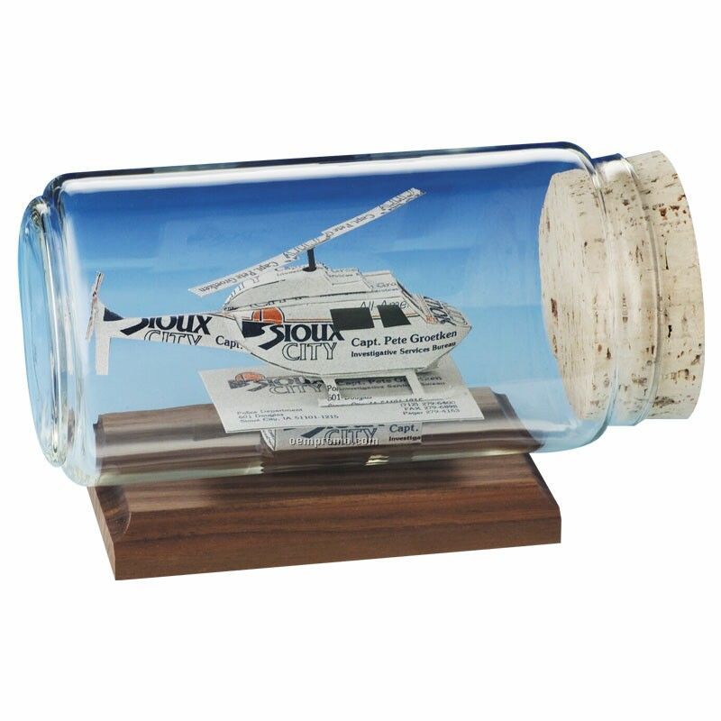 Helicopter Business Card In A Bottle