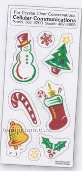 White Paper Christmas Holiday Sticker Sheet (Snowman/ Candy Cane/ Holly)