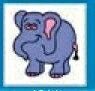 Animals Stock Temporary Tattoo - Purple Elephant (2"X2")