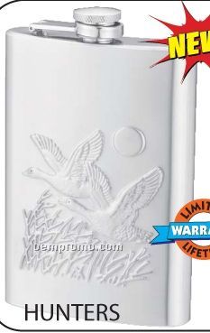 Maxam Embossed 8 Oz Stainless Steel Flask (Duck Hunters)