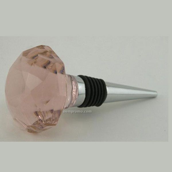 Pink Crystal Wine Bottle Stopper (Screen Printed)