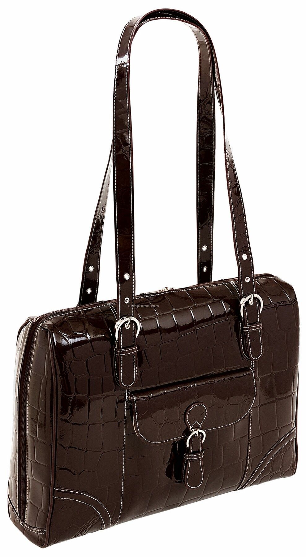 Molinelli Leather Ladies' Laptop Tote - Chocolate Brown