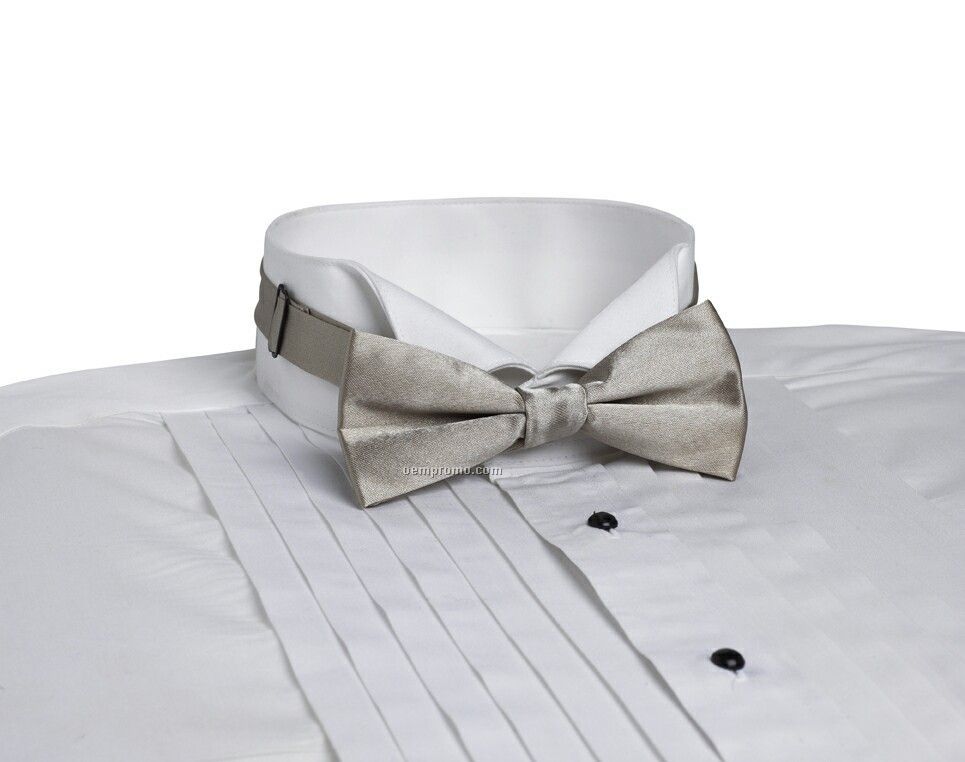 Wolfmark 2" Adjustable Band Polyester Bow Tie - Champagne Beige