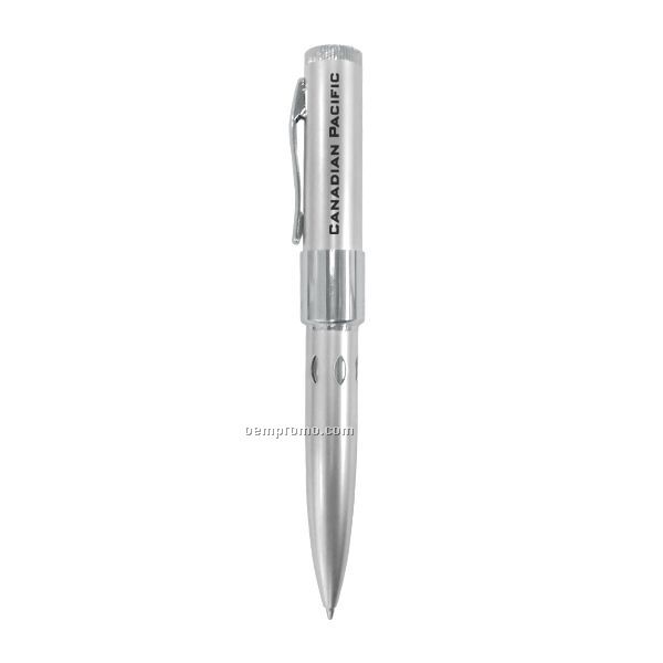 Flash Drive In Ballpoint Pen W/ Semi Gloss Metal Finish