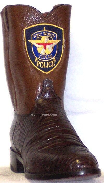 Justin Custom Logo Lizard Roper Boots