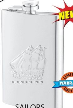 Maxam Embossed 8 Oz Stainless Steel Flask (Sailors)