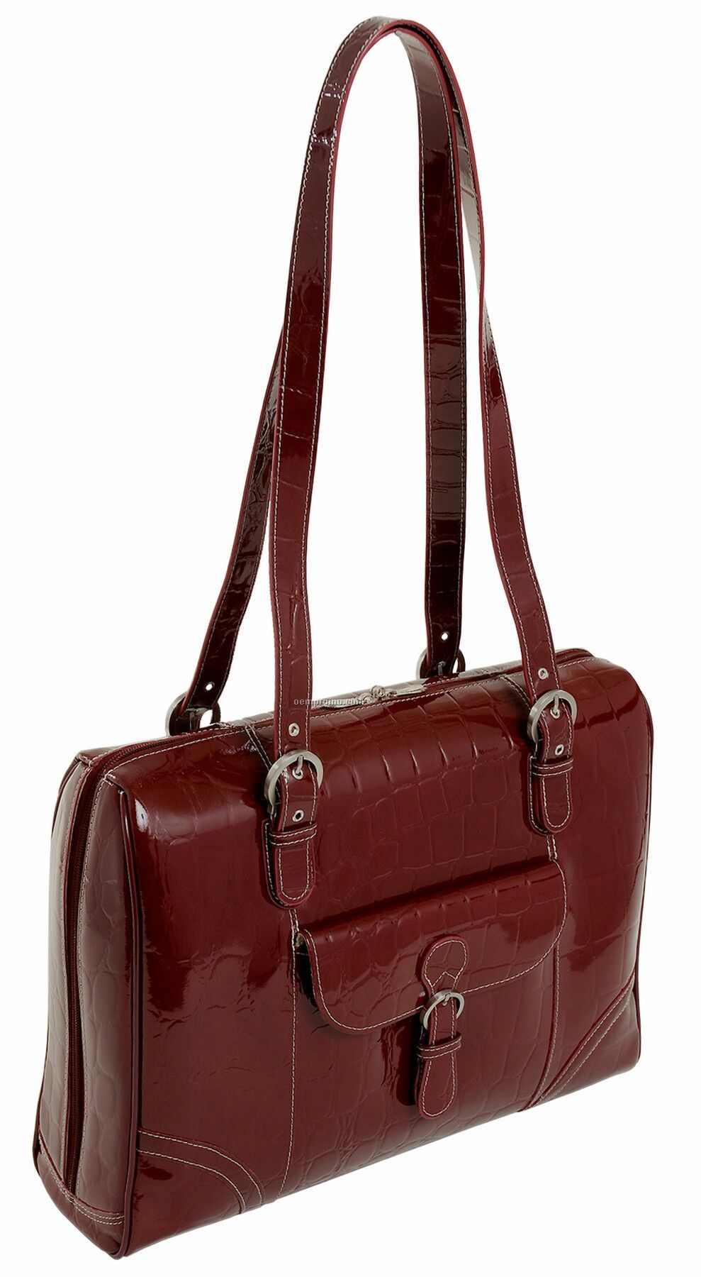 Molinelli Leather Ladies' Laptop Tote - Cherry Red