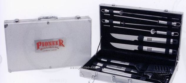 10-piece Stainless Steel Bbq Tool Set In Aluminum Case