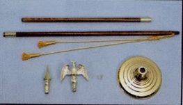 Flagpole Mounting Set W/Gold Spear Top Ornament (7'x1-1/4