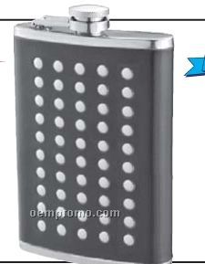 Maxam 8 Oz. Stainless Steel Flask With Studded Faux Leather Wrap