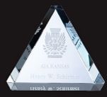 Optical Crystal Beveled Triangle Paperweight