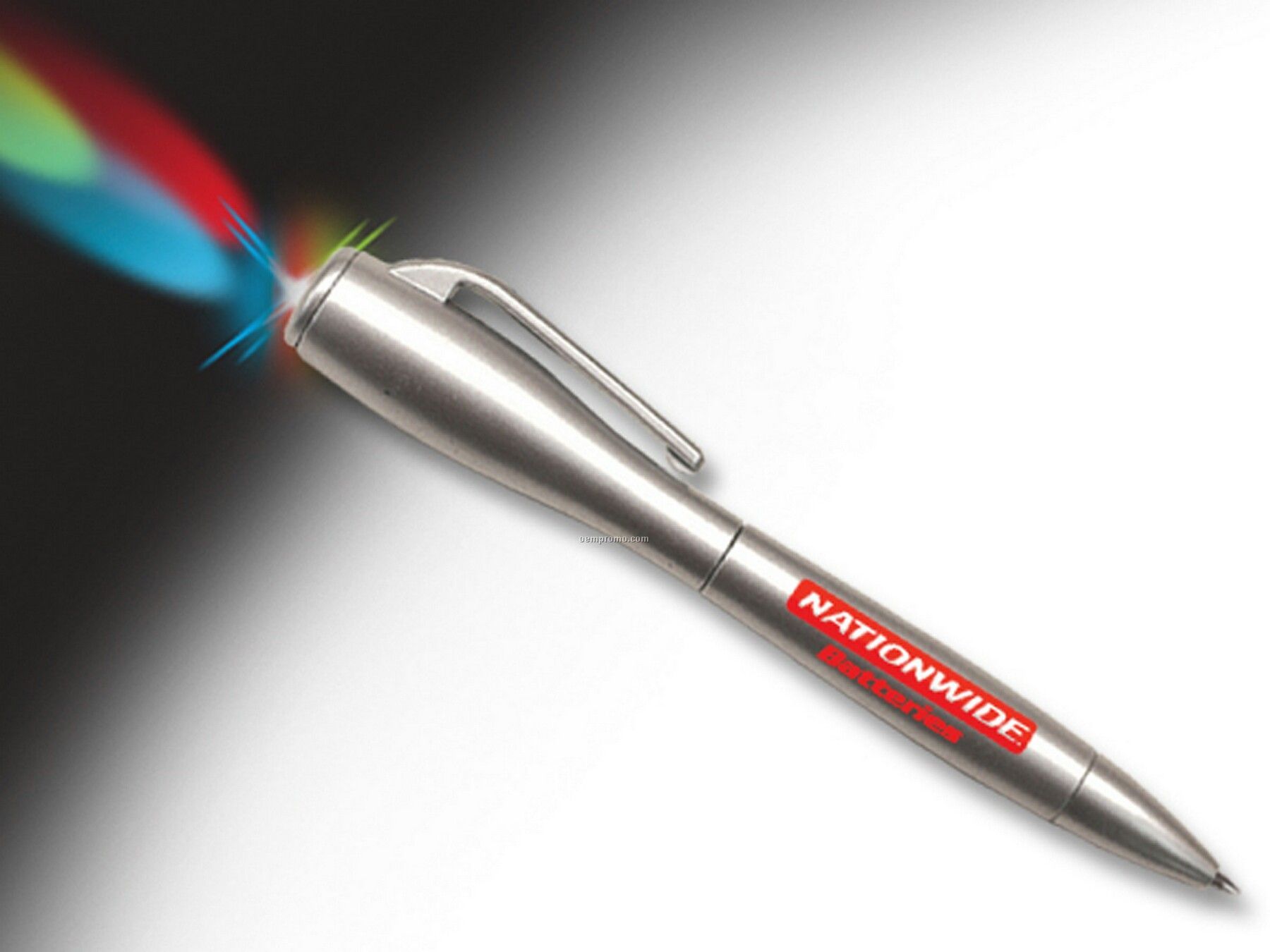 Econo Flashlight Buzpen - Silver Pen With Color Changing LED
