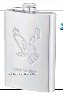 Maxam Embossed 8 Oz. Stainless Steel Flask (Live To Ride Eagle)