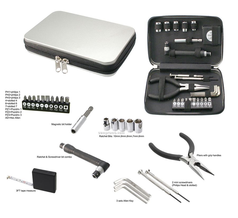 24 Tool Kit In Tin Case