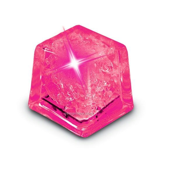 Pink Liquid Activated Mini Ice Cube W/ Steady LED Light