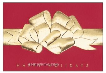 Raised Foil Bow On Red Holiday Greeting Card (By 10/01/11)
