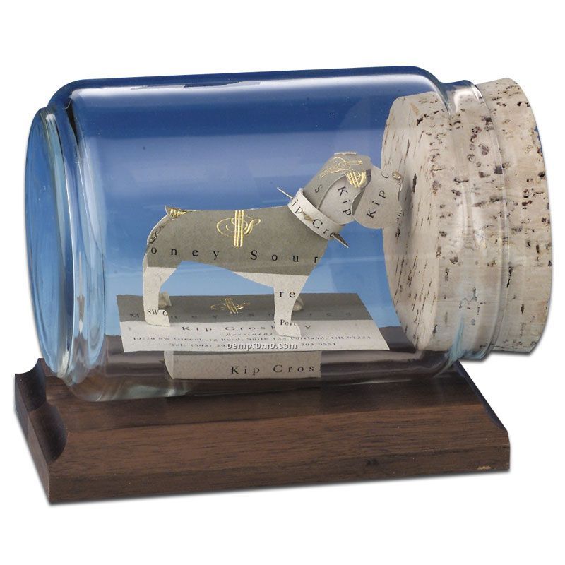 Stock Business Card Sculpture In A Bottle - Bulldog