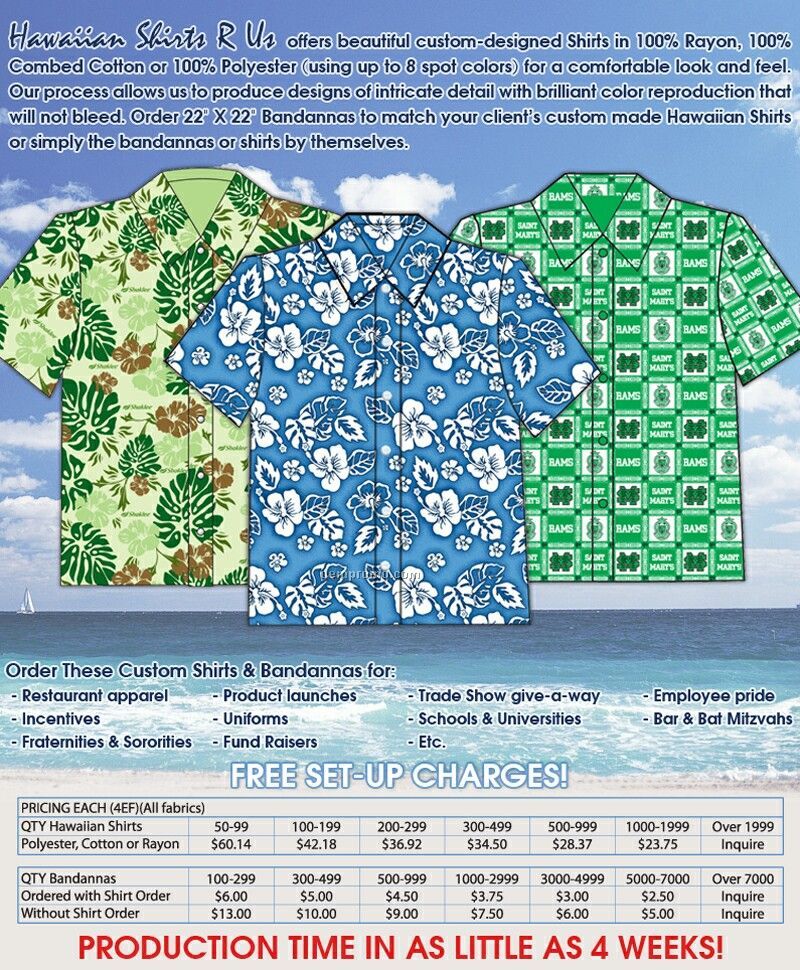 Custom Print Bandanna (Ordered With Hawaiian Shirt)