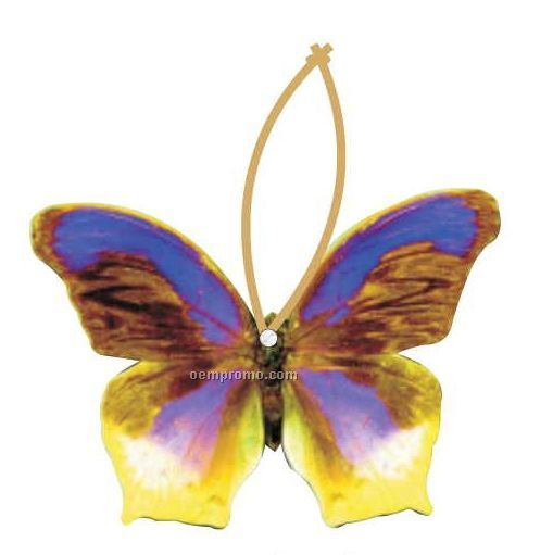 Purple & Yellow Butterfly Executive Ornament W/ Mirrored Back (3 Sq. Inch)