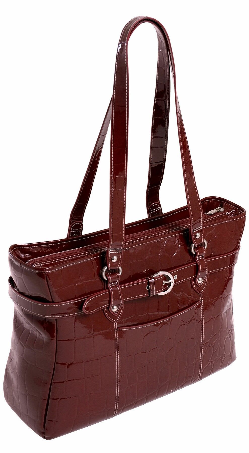 Serra Leather Ladies' Laptop Tote - Cherry Red