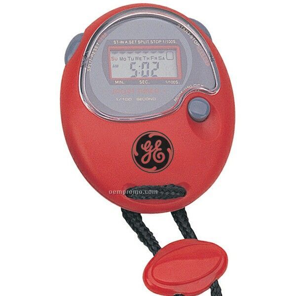 Oval Sports Timer Watch With Lanyard - Red