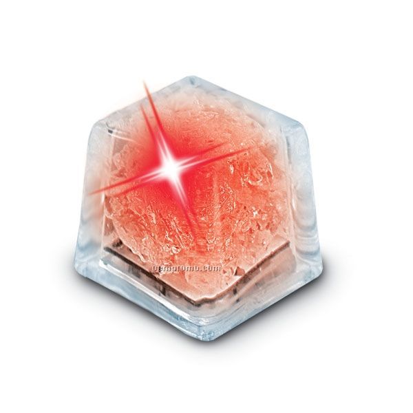 Red Liquid Activated Mini Ice Cube W/ Steady LED Light