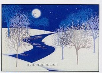Cold Night Trees With Snow And River Holiday Greeting Card (By 05/01/11)