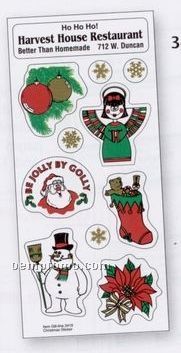 White Paper Christmas Holiday Sticker Sheet (Snowman/ Angel/ Poinsettia)