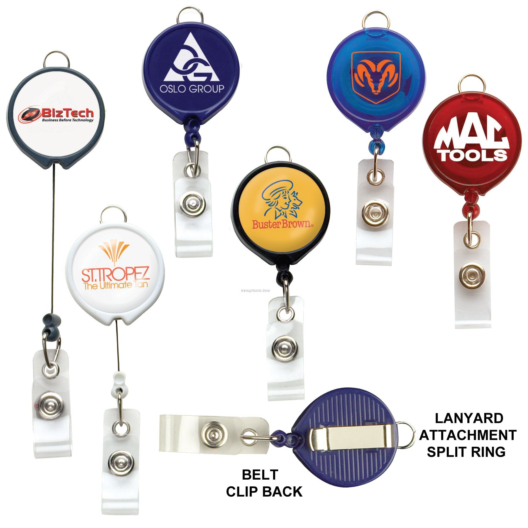 Large Face Badge Reel W/Lanyard Attachment: (Polydome)