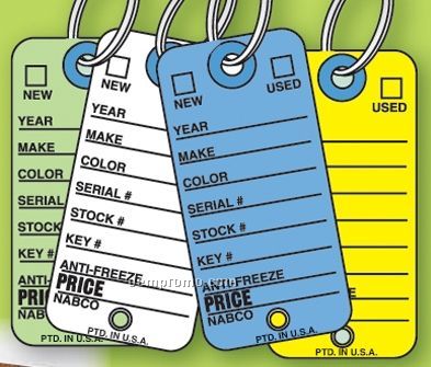 Color Coded Stock Vehicle Key Tags (Yellow)