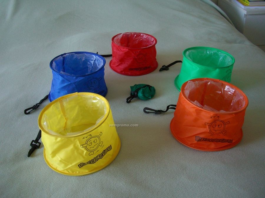 Nylon Travel Pet Water Bowl With Elastic Strap