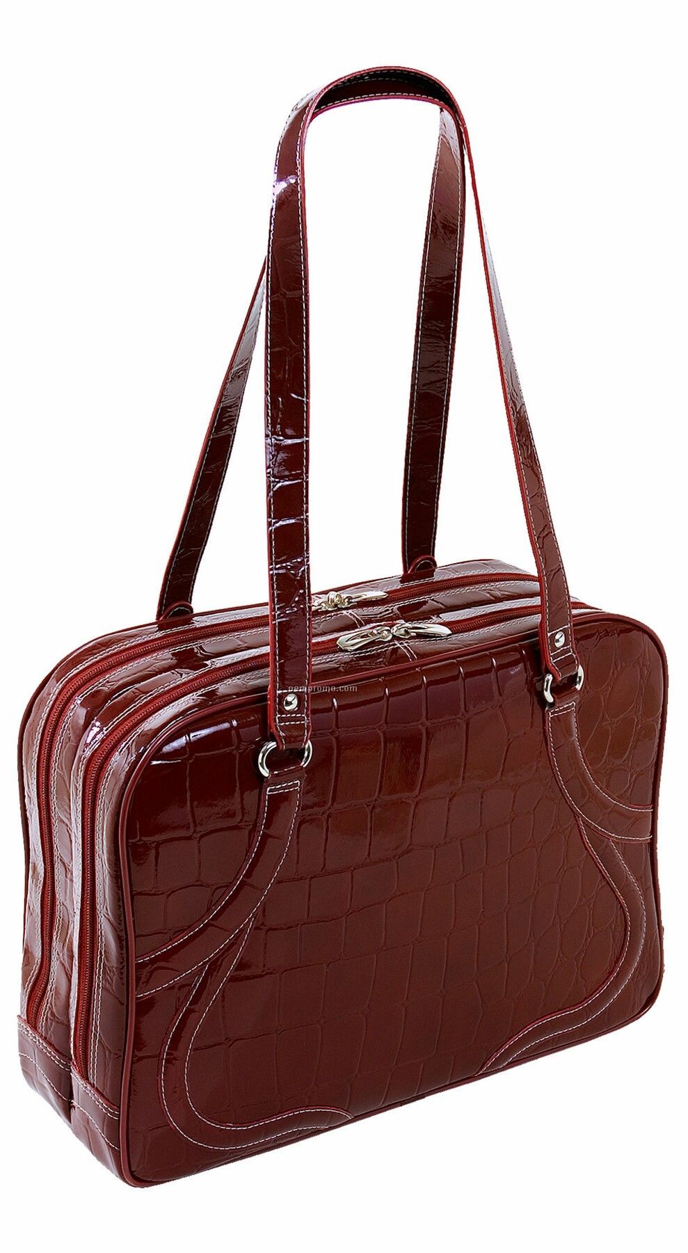 Roma Leather Ladies' Laptop Tote - Cherry Red