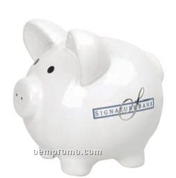 Small White Ceramic Piggy Bank