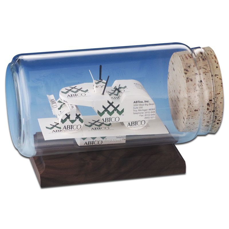 Stock Business Card Sculpture In A Bottle - Road Roller