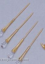 4 Piece Gold Plated Martini Pick Set W/ Austrian Crystals
