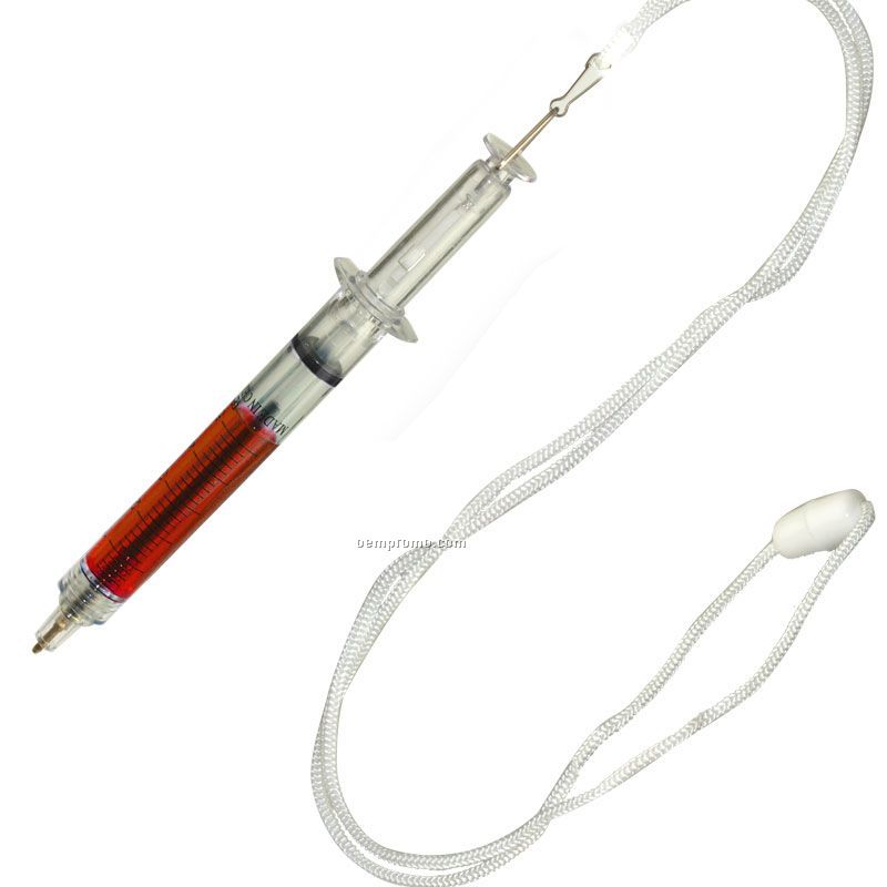 Red Syringe Pen On A Rope