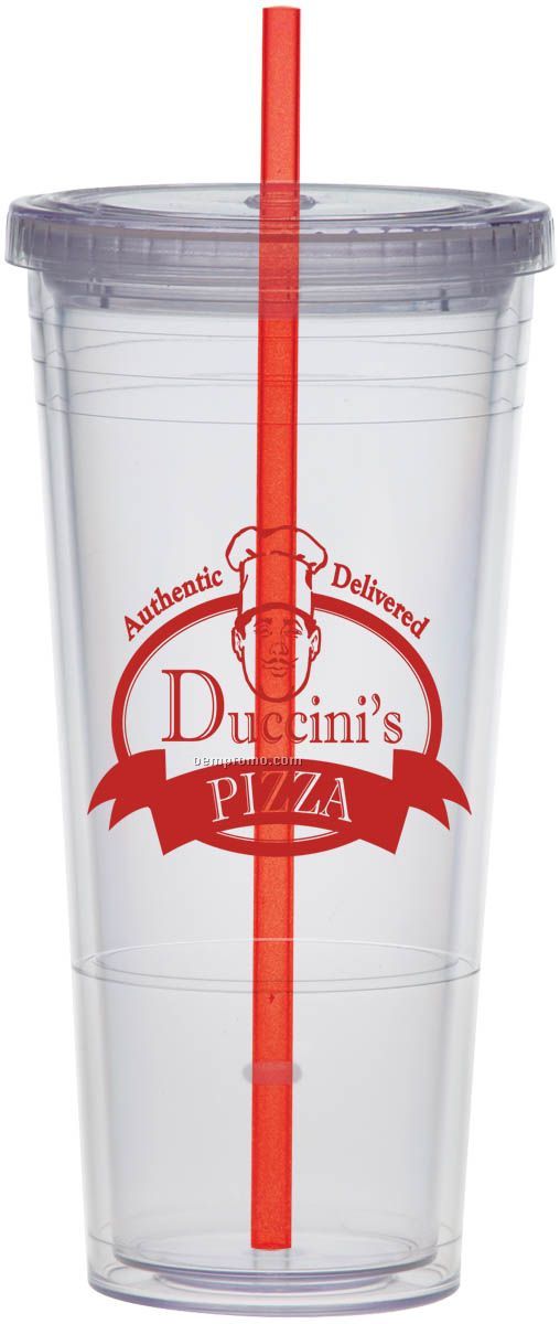24 Oz. Carnival Cup W/ Red Straw