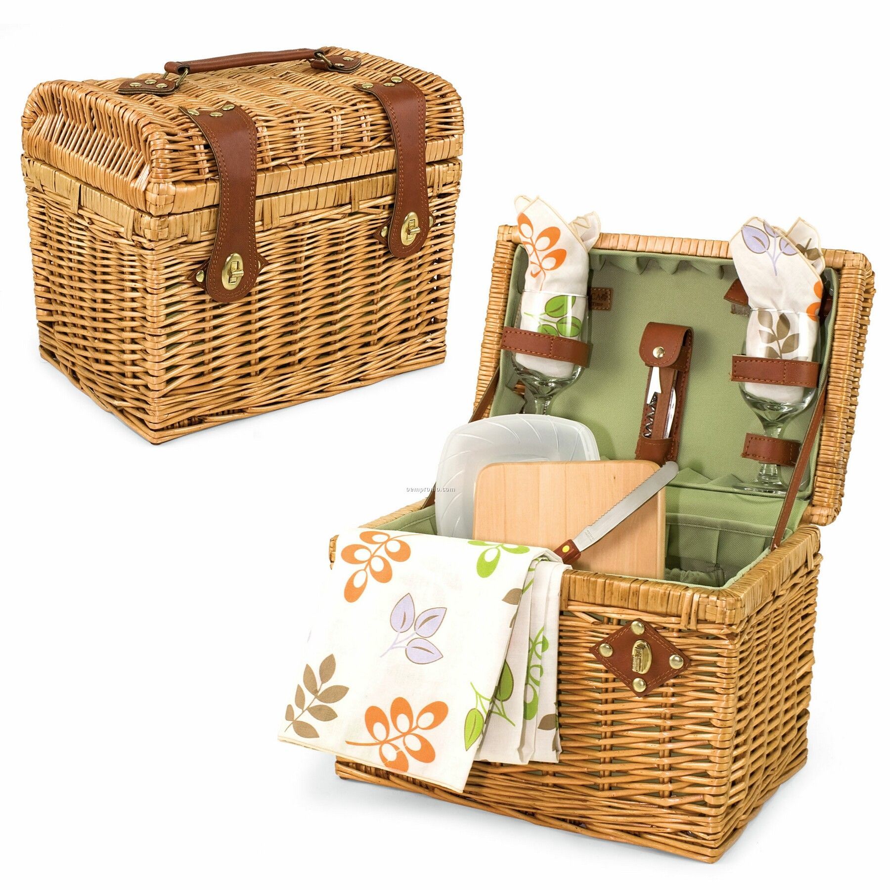 Napa Botanica 12.5" Picnic Basket W/ Wine & Cheese Service For 2 (Floral)
